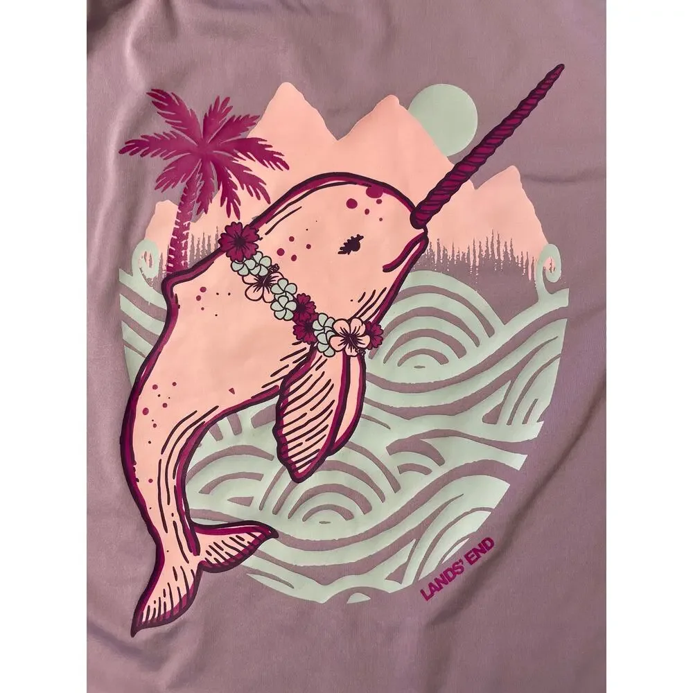 Lands' End Kids Size XL 14-16 Short Sleeve‎ Rash Guard Sun Shirt Water Play
